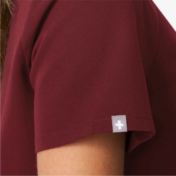 FIGS burgundy short-sleeve v-neck scrub top - Picture 3 of 8